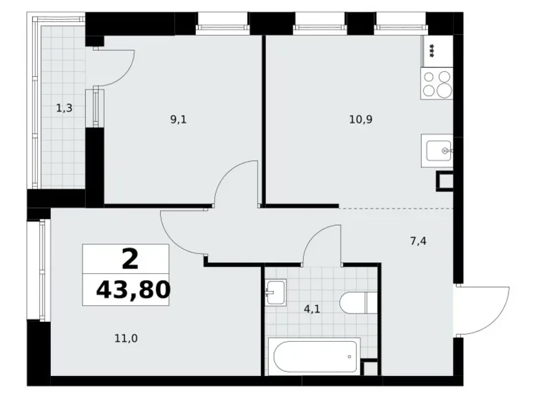 Квартира 2 комнаты 44 м² Postnikovo, Россия