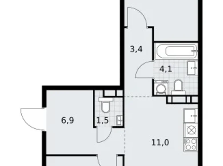 3 room apartment 60 m² Vnukovo, Russia
