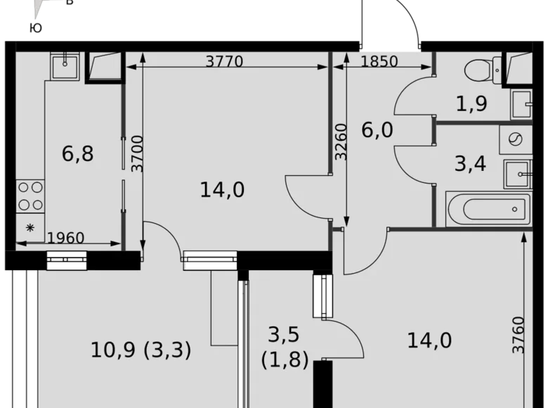 Apartamento 2 habitaciones 51 m² Razvilka, Rusia