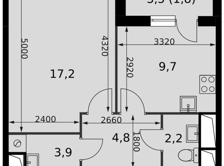 Apartamento 1 habitación 40 m² Razvilka, Rusia