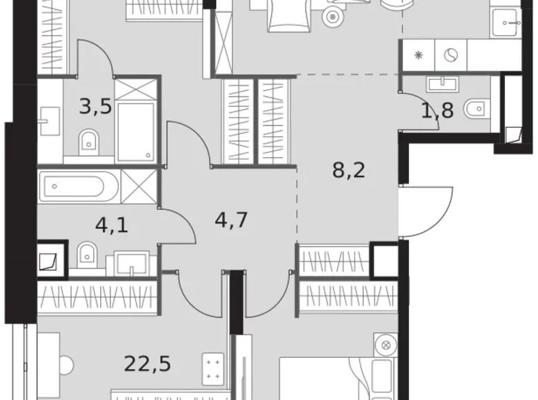 Квартира 4 комнаты 111 м² Северо-Западный административный округ, Россия