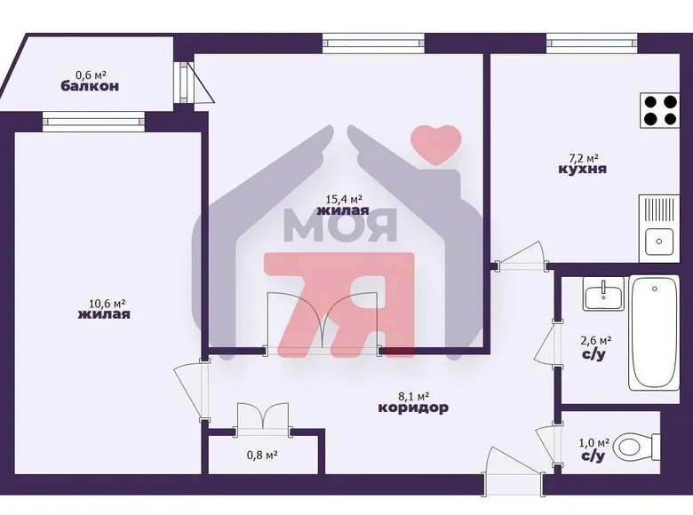 Квартира 2 комнаты 46 м² Жодино, Беларусь