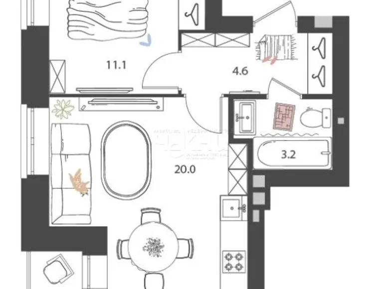 Apartment 40 m² Kstovsky District, Russia