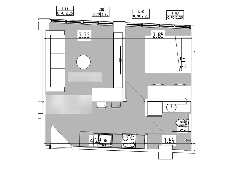 1 bedroom apartment 43 m² Municipality of Thessaloniki, Greece