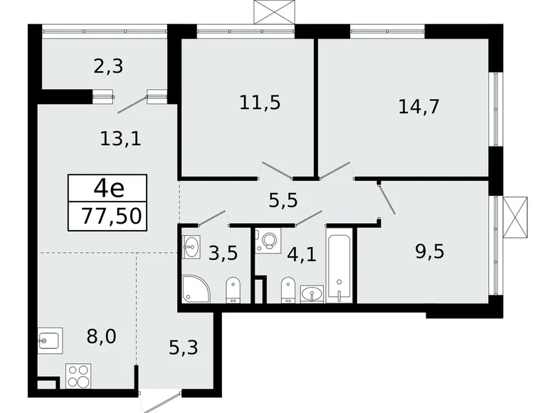 Mieszkanie 4 pokoi 78 m² Vsevolozhsk, Rosja