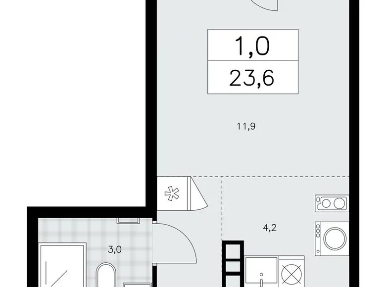 1 room apartment 24 m² poselenie Sosenskoe, Russia