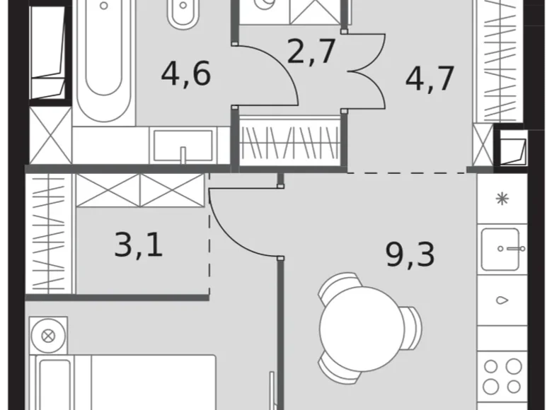 Квартира 1 комната 38 м² Северо-Западный административный округ, Россия