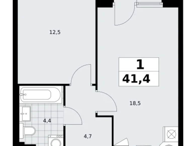 Appartement 1 chambre 41 m² Troïtsk, Russie