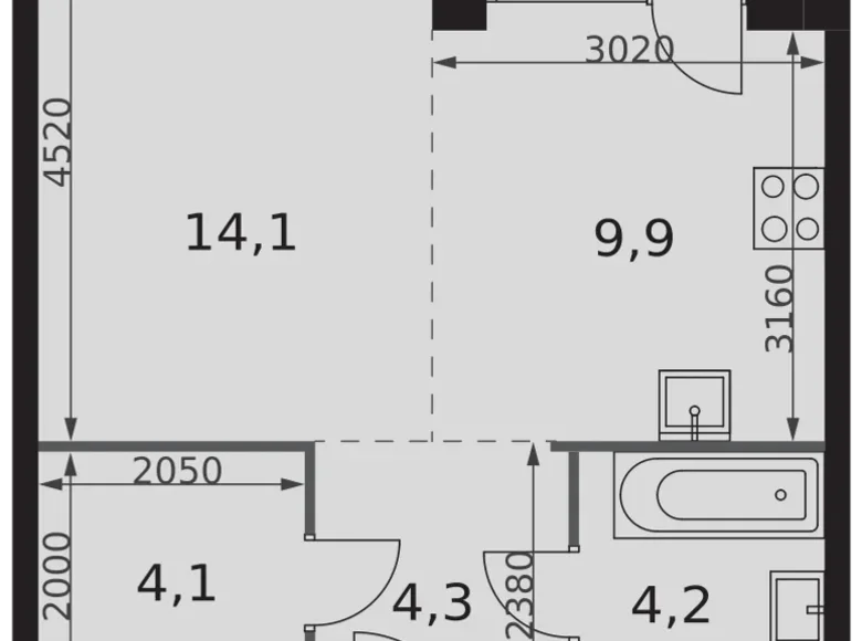 1 room studio apartment 38 m² North-Western Administrative Okrug, Russia