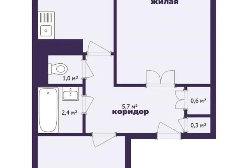 Квартира 2 комнаты 50 м² Вилейка, Беларусь