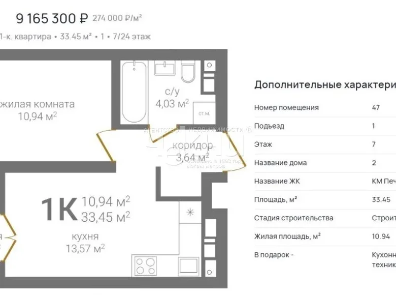 Appartement 33 m² Nijni Novgorod, Russie