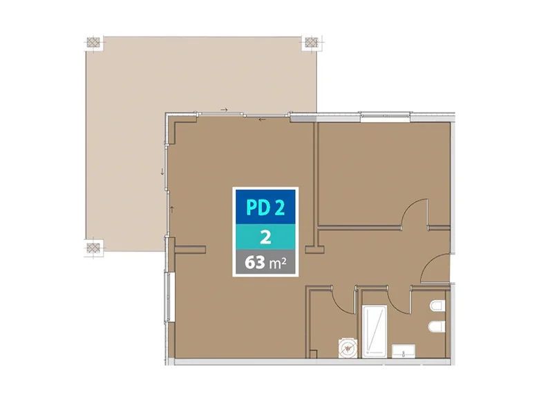 Квартира 2 комнаты 63 м² Provodina, Черногория