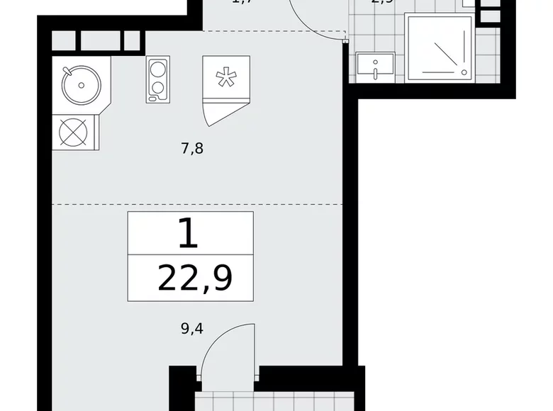 Wohnung 1 Zimmer 23 m² Moskau, Russland