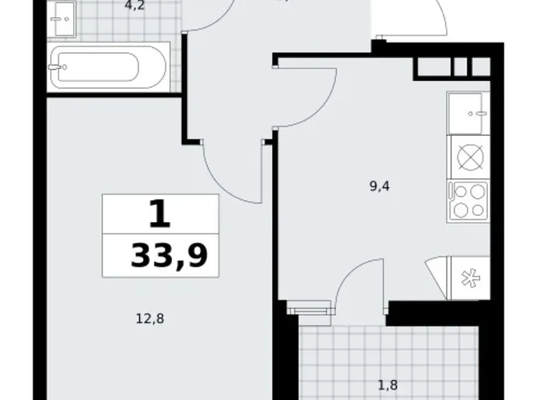 Квартира 1 комната 34 м² поселение Сосенское, Россия