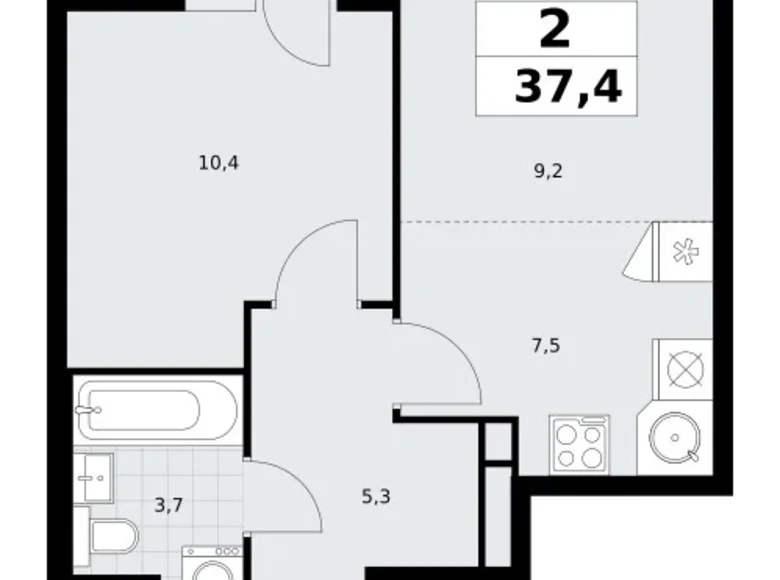 Wohnung 2 zimmer 37 m² Postnikovo, Russland