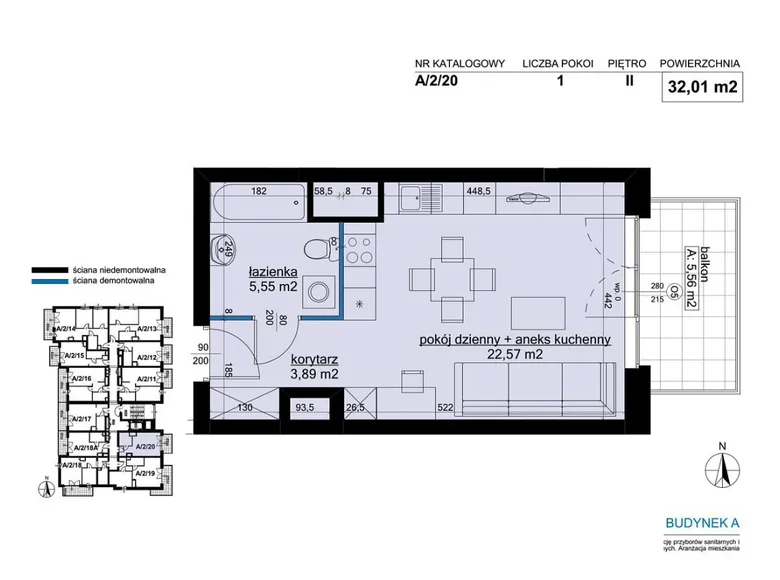 Квартира 1 комната 32 м² Познань, Польша