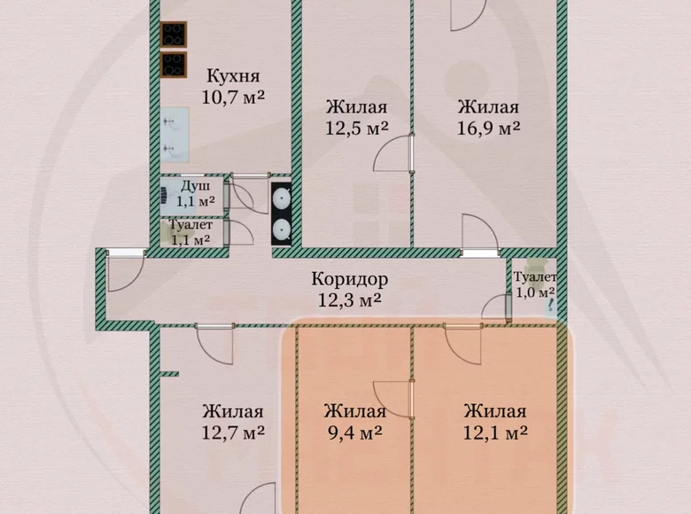 Квартира 94 м² Минск, Беларусь