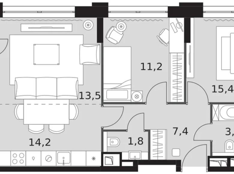 Wohnung 3 zimmer 69 m² Nordwestlicher Verwaltungsbezirk, Russland