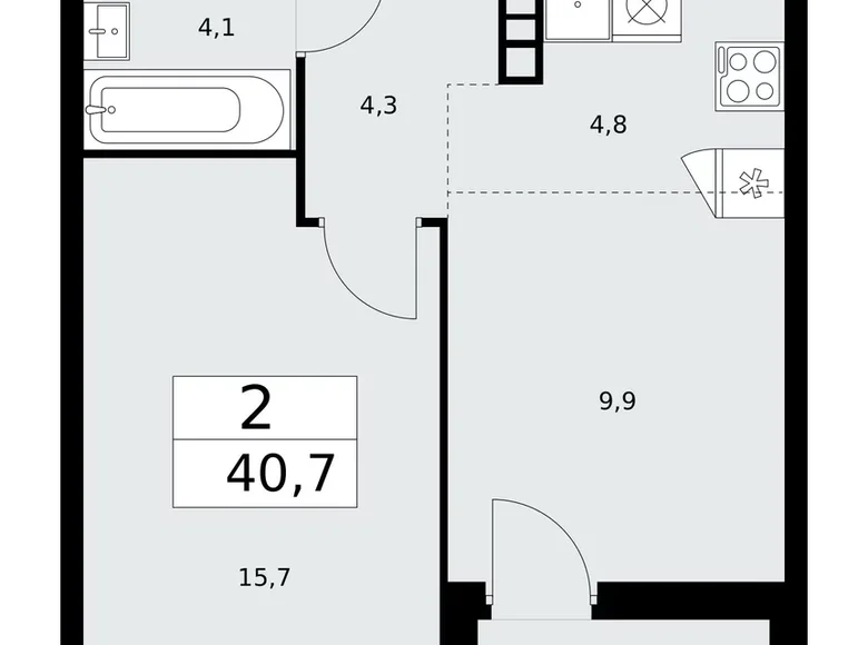 Mieszkanie 2 pokoi 41 m² poselenie Sosenskoe, Rosja