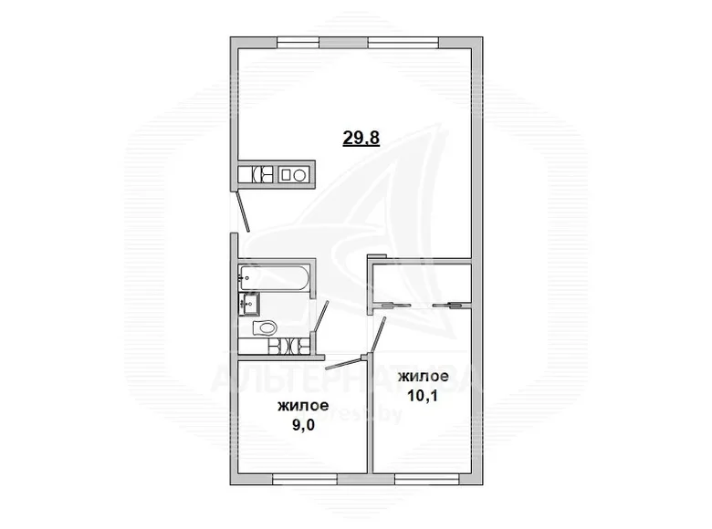 Wohnung 1 zimmer 58 m² Kobryn, Weißrussland