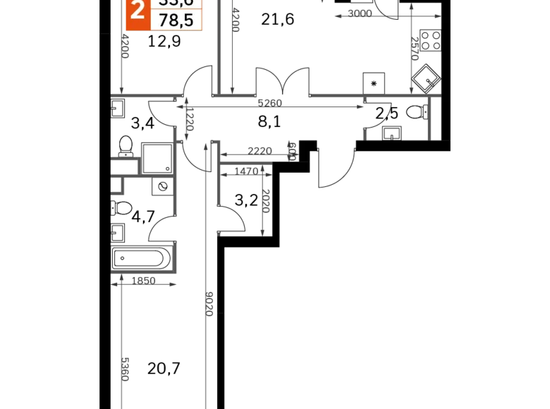 Apartamento 3 habitaciones 79 m² Moscú, Rusia