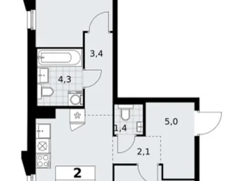 Wohnung 2 zimmer 59 m² Troizk, Russland