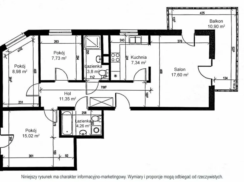 4 room apartment 77 m² Warsaw, Poland