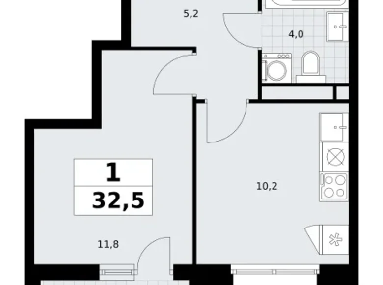 Wohnung 1 Zimmer 33 m² Postnikovo, Russland