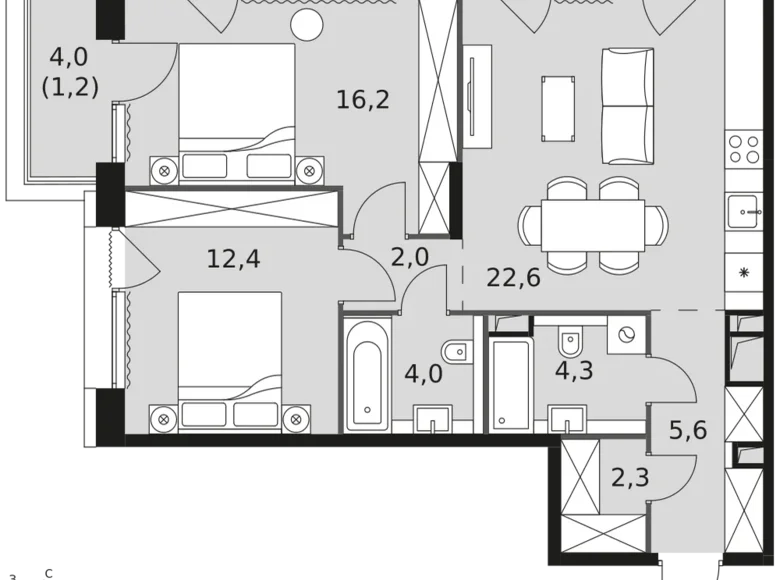 Apartamento 2 habitaciones 71 m² Rostokino District, Rusia