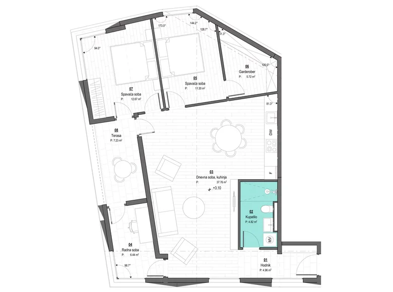 Mieszkanie 4 pokoi 90 m² Budva, Czarnogóra