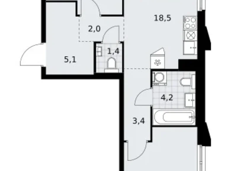 Apartamento 2 habitaciones 59 m² Troitsk, Rusia