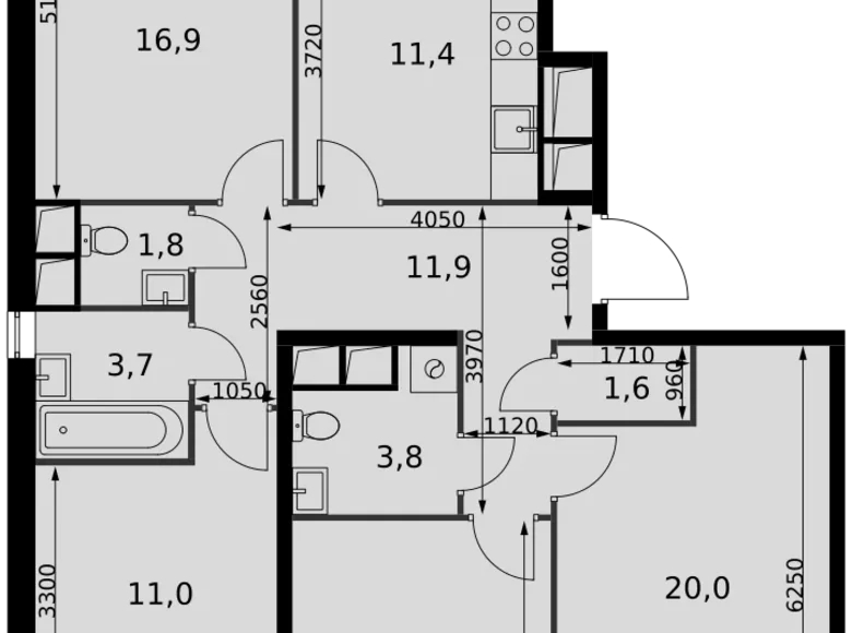 Wohnung 4 zimmer 97 m² Razvilka, Russland