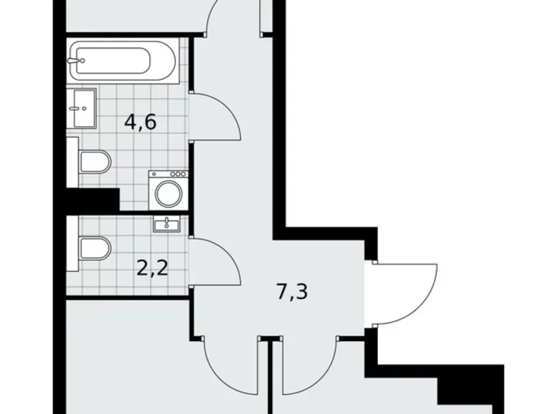 Appartement 2 chambres 52 m² poselenie Sosenskoe, Fédération de Russie