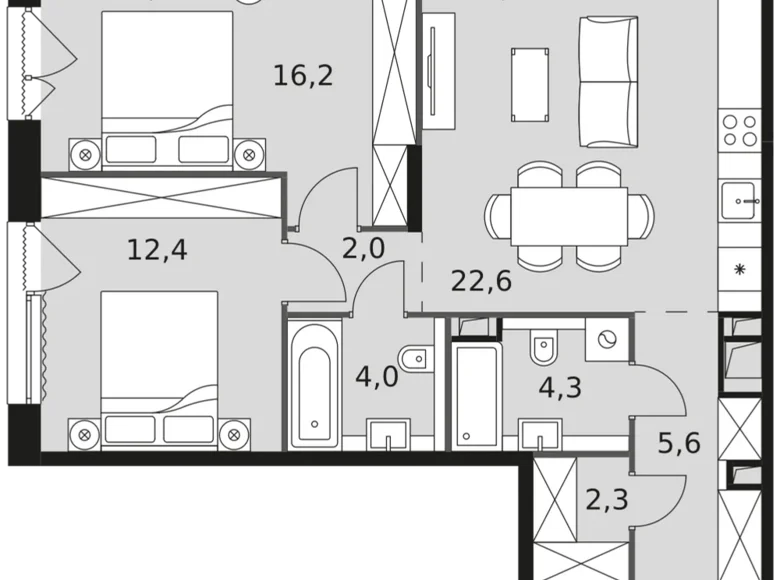 Квартира 2 комнаты 69 м² район Ростокино, Россия