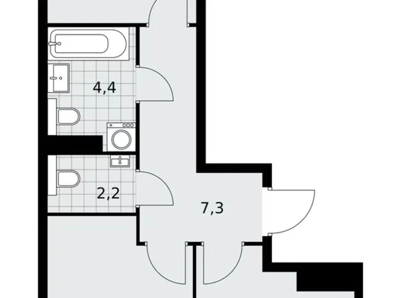 2 room apartment 52 m² poselenie Sosenskoe, Russia