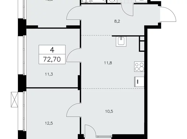 Appartement 4 chambres 73 m² poselenie Sosenskoe, Fédération de Russie