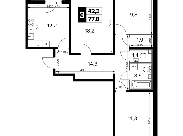 Wohnung 3 zimmer 78 m² Chimki, Russland