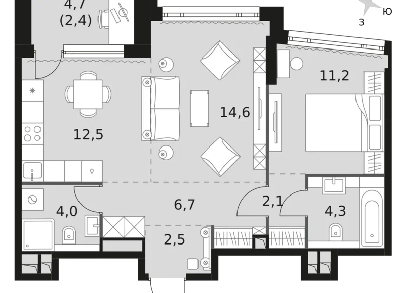 Appartement 2 chambres 60 m² Moscou, Fédération de Russie