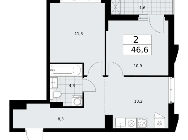 Mieszkanie 2 pokoi 47 m² Troick, Rosja