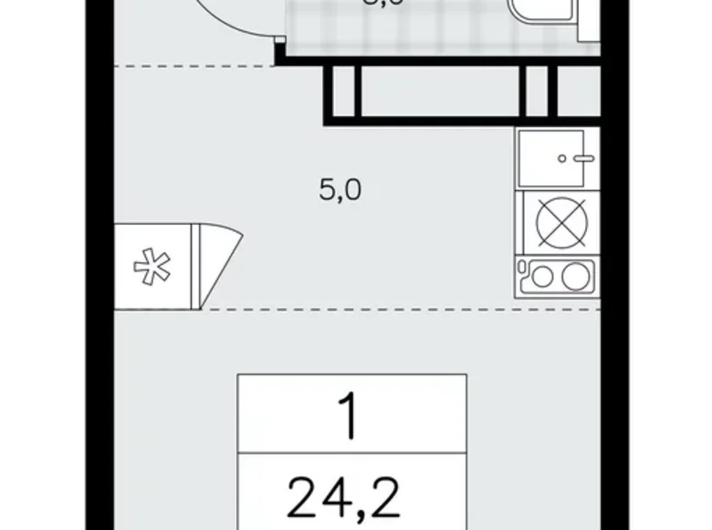 Mieszkanie 1 pokój 24 m² Moskwa, Rosja