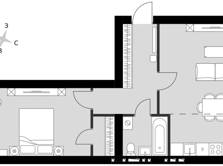 2 room apartment 55 m² Naro-Fominskiy gorodskoy okrug, Russia