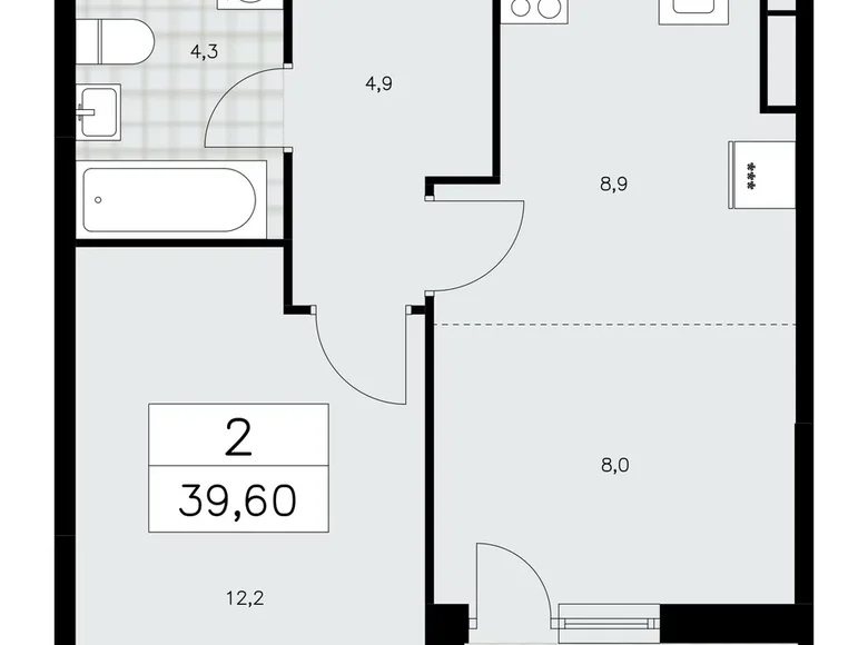 Квартира 2 комнаты 40 м² Москва, Россия