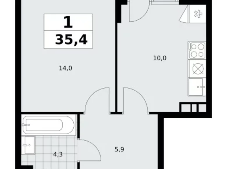 Mieszkanie 1 pokój 35 m² poselenie Sosenskoe, Rosja