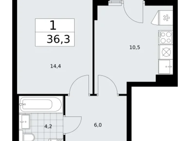 Wohnung 1 zimmer 36 m² Troizk, Russland