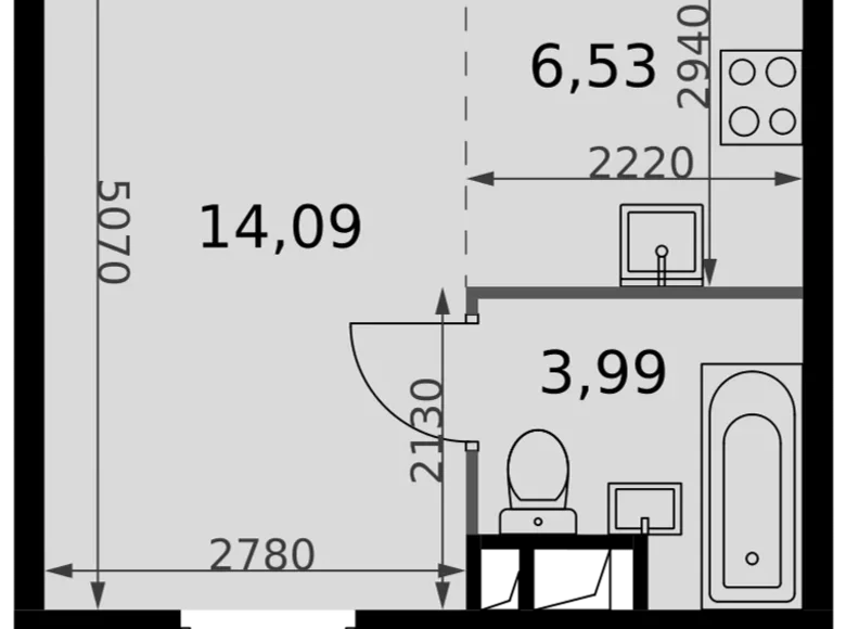 Студия 1 комната 25 м² Москва, Россия