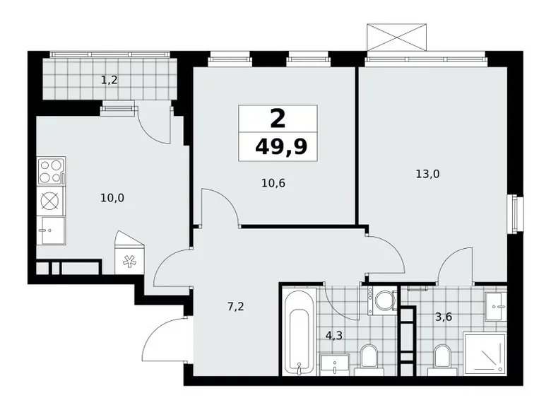 Apartamento 2 habitaciones 50 m² Moscú, Rusia