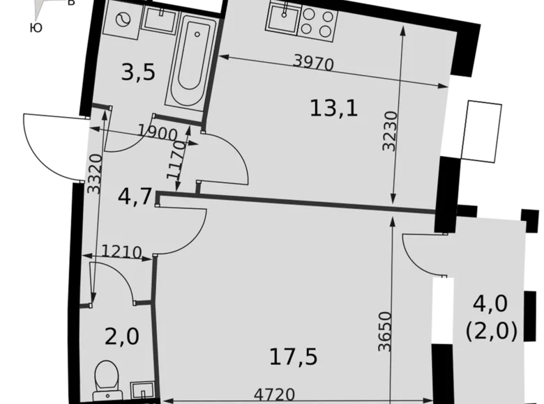 Квартира 1 комната 42 м² Развилка, Россия