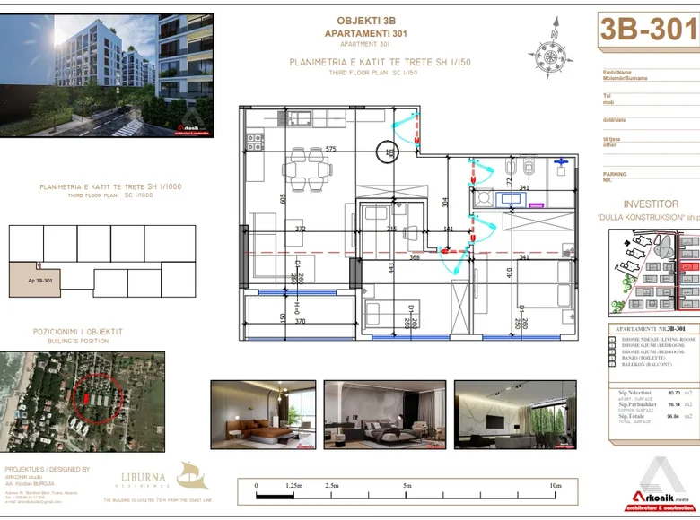 2 bedroom apartment 72 m² Golem, Albania