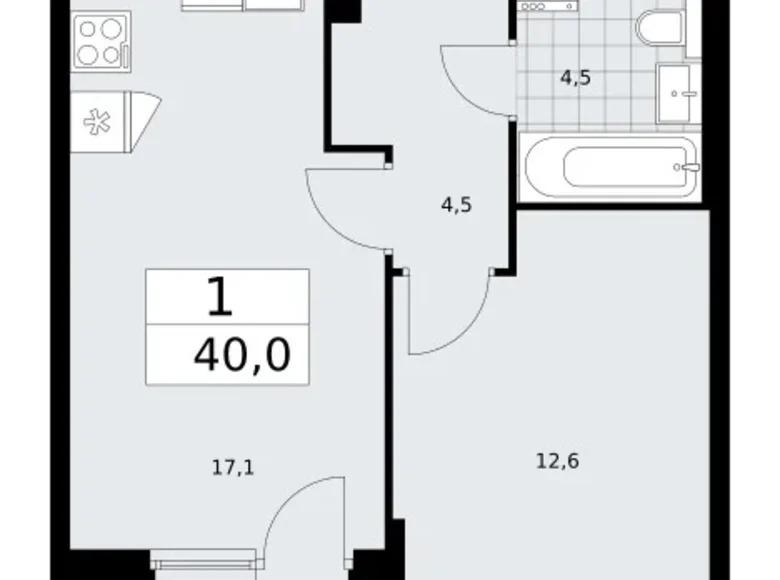 Wohnung 1 zimmer 40 m² Troizk, Russland