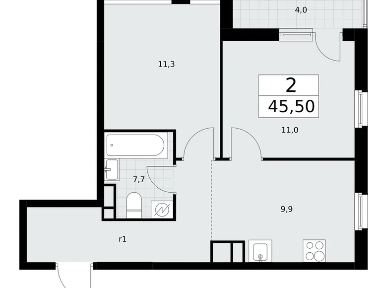 2 room apartment 46 m² Postnikovo, Russia